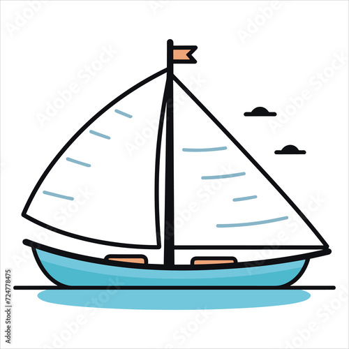 coloring page boat illustration