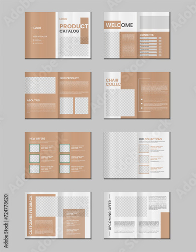 Multipurpose product catalog design, company furniture product catalogue, multipage catalog brochure, company profile and product portfolio template design with mockup