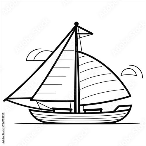 coloring page boat illustration