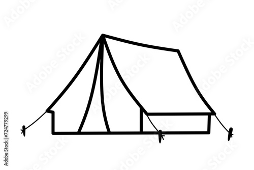 tent icon vector with line design