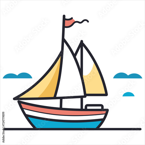 coloring page boat illustration