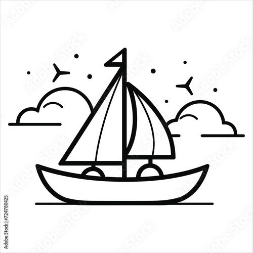 coloring page boat illustration