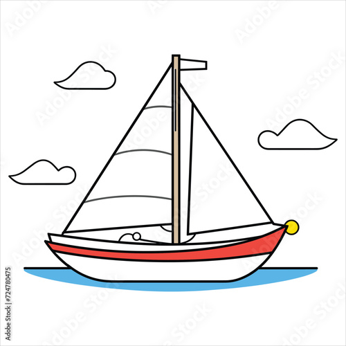 coloring page boat illustration