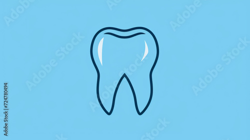 Blue tooth logo icon and line for text for dentist or stomatology dental care design template