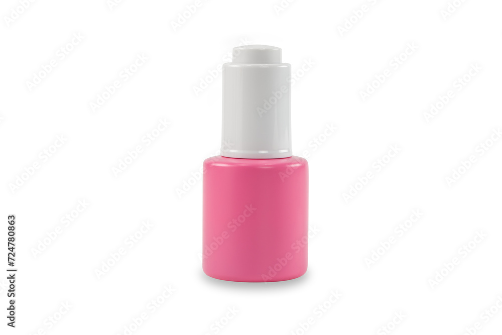 The pink bottle of moisturizing serum isolated on white background with clipping path. The pink bottle of moisturizing serum isolated on white background with clipping path.