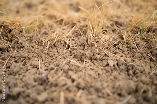 soil covered by a dense layer of straw © altitudevisual