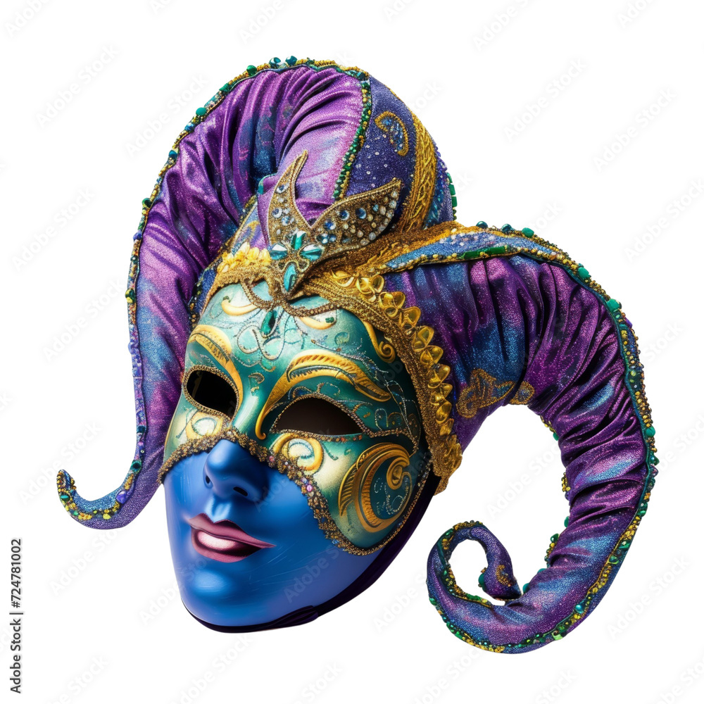 Blue and Purple Mask With Gold Decoration