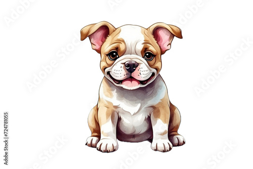 bulldog puppy cute watercolor clipart photo