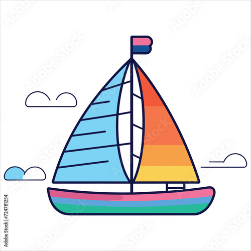 coloring page boat illustration