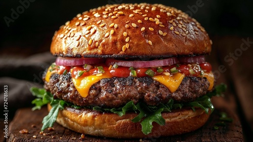 hamburger on a dark background