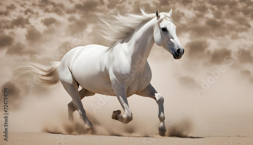 white horse running