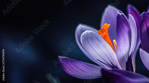 fineart of a macro of a part of a crocus flower with dark background #724784094
