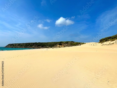  view of the beautiful beach Playa de Bolonia at the Costa de la Luz  Andalusia  Cadiz  Spain