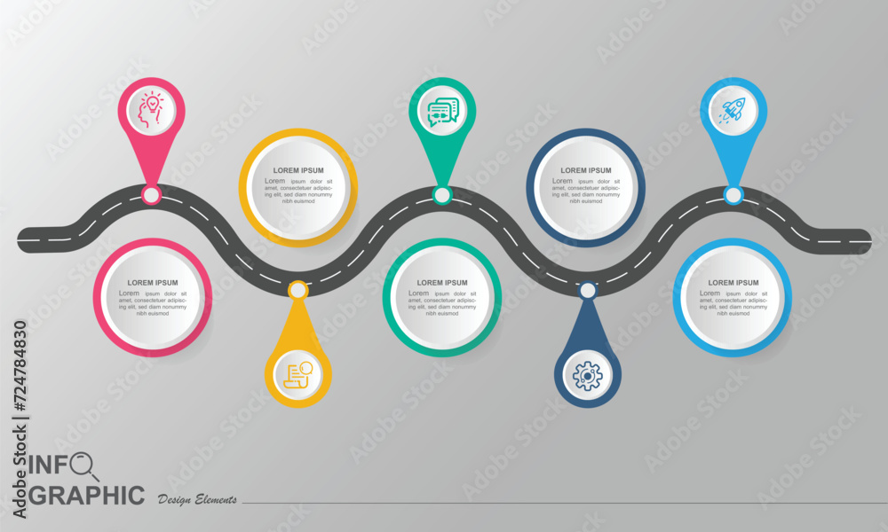 Infographic design template. Timeline concept with 5 steps and icons ...