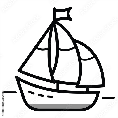 coloring page boat illustration