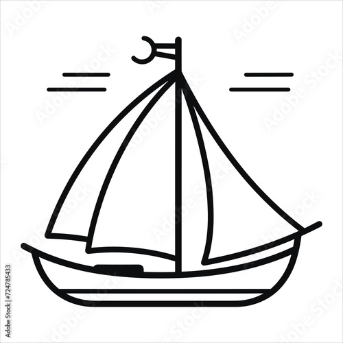 coloring page boat illustration