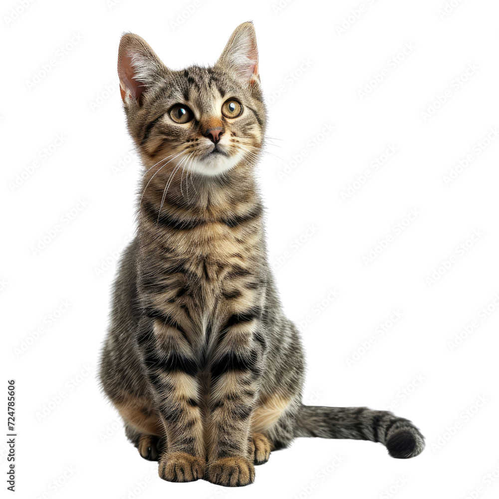 Striped kitten on transparent background