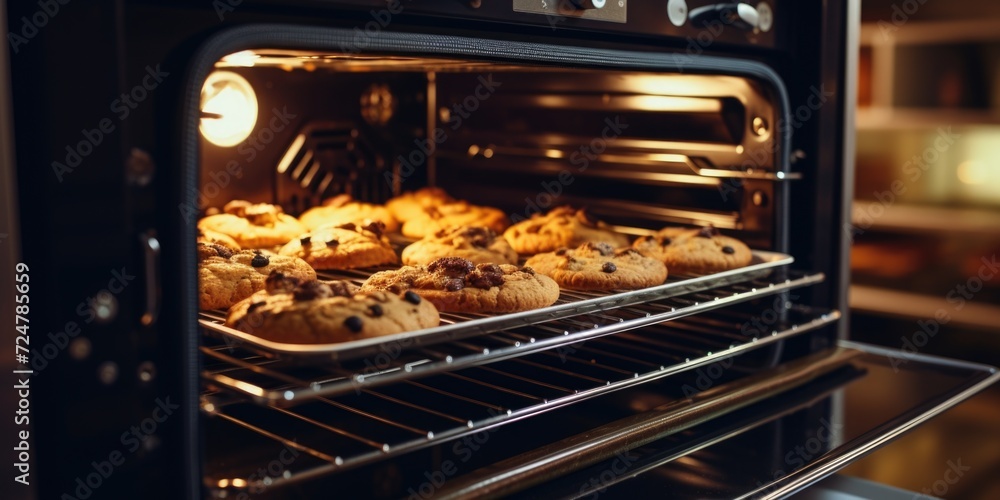 A close-up view of freshly baked muffins in an oven. Perfect for illustrating baking, cooking, or homemade recipes. A close-up view of freshly baked muffins in an oven. Perfect for illustrating baking, cooking, or homemade recipes.