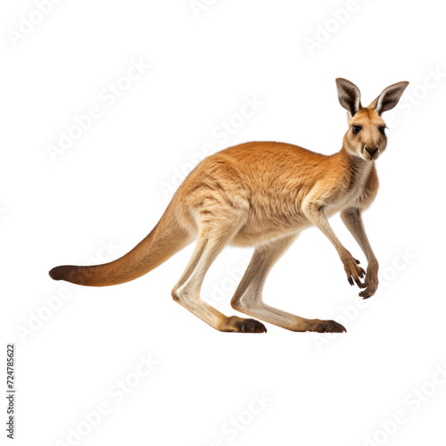 Brown kangaroo standing on transparent background.