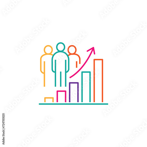 people evolution chart, population growth icon, increase social development, global demography, thin line symbol on