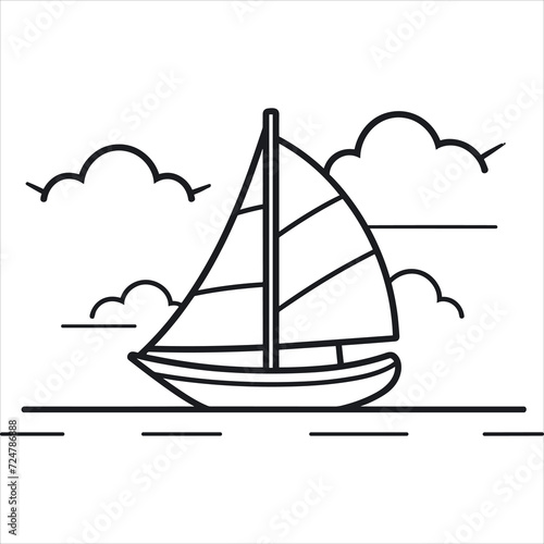 coloring page boat illustration