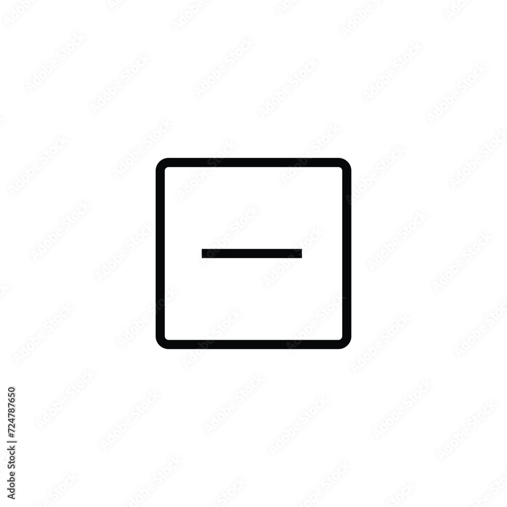 Minus in square sign icon. Outline icon on white background. Minus sign Silhouette. Web site, page and mobile app design vector element. Minus in square sign icon. Outline icon on white background. Minus sign Silhouette. Web site, page and mobile app design vector element.