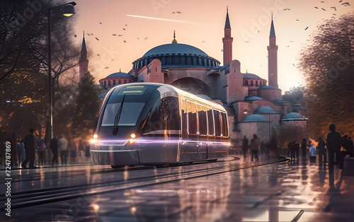 Tramway Design Desktop Wallpaper, Ai generative photo