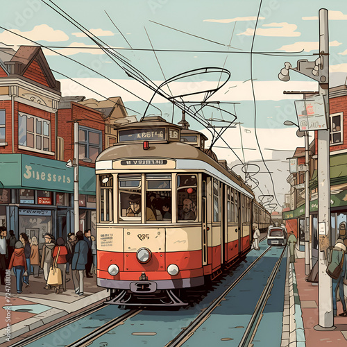 Tramway Design Desktop Wallpaper, Ai generative