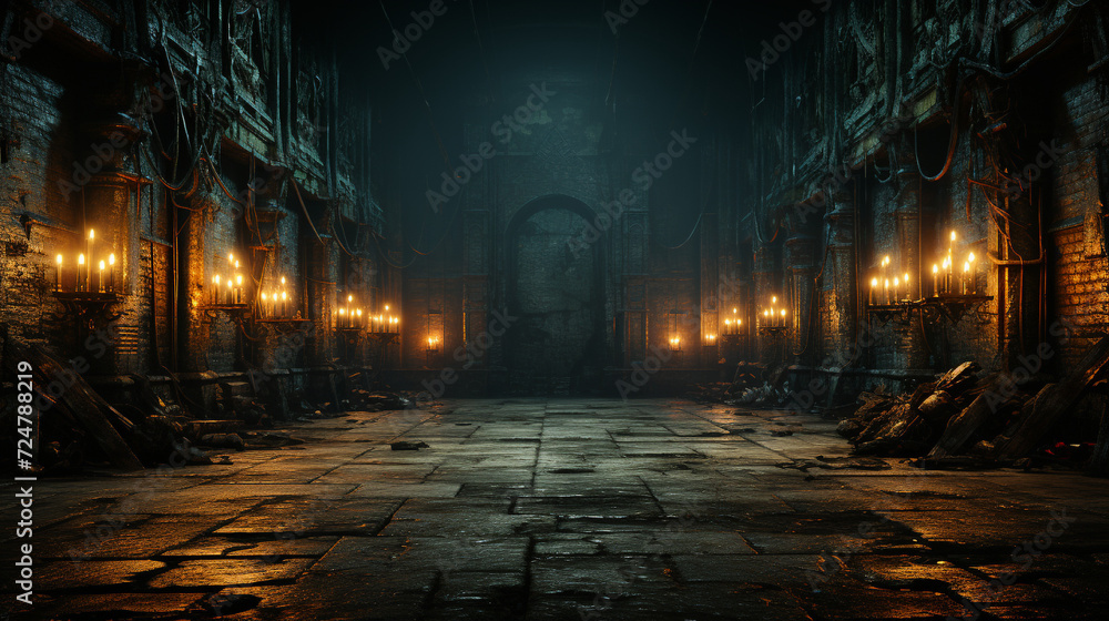 The interior of a large abandoned warehouse. The interior of a large abandoned warehouse.