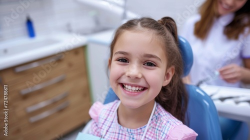 Little girl at a Children's dentistry for healthy teeth and beautiful smile photo