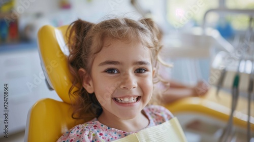 Little girl at a Children's dentistry for healthy teeth and beautiful smile