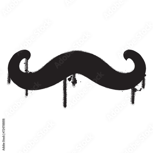 Vector graffiti spray paint moustache isolated vector illustration