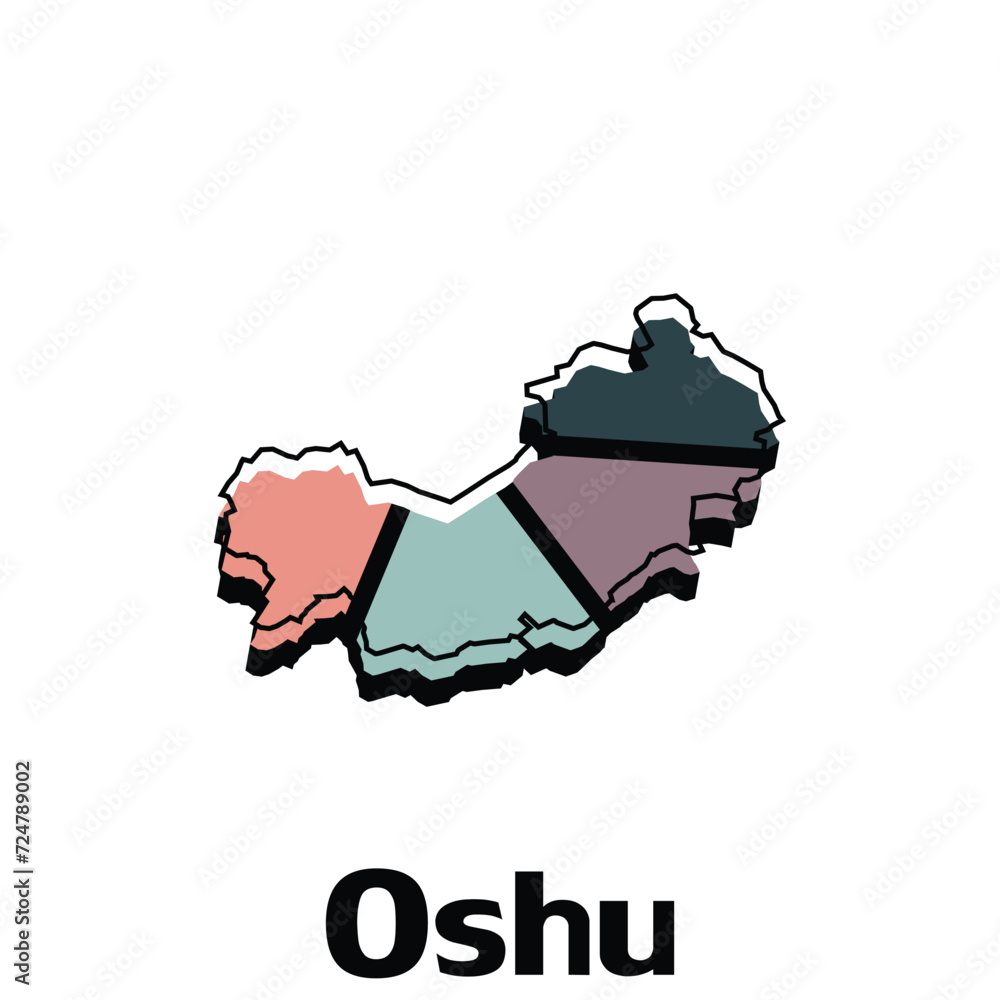 Vecteur Stock Map of Oshu City Japan map and infographic of provinces