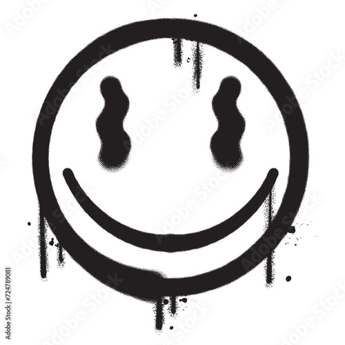 Vector graffiti spray paint smile emoticon isolated vector illustration