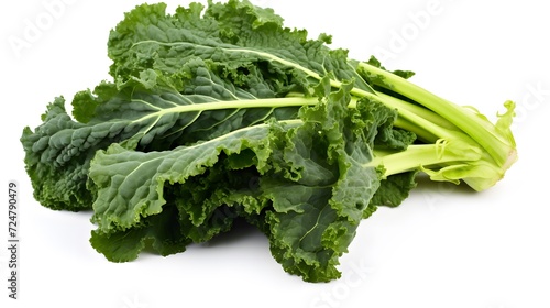 A bunch of green kale on a white background