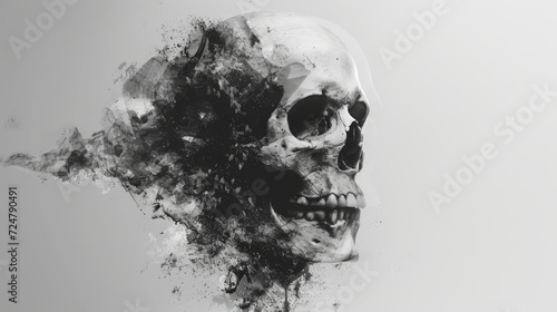 Wallpaper Mural abstract human skull in black and white Torontodigital.ca