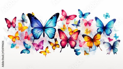 Colorful butterflies gathered together on a clean white background. Perfect for nature-themed designs and illustrations