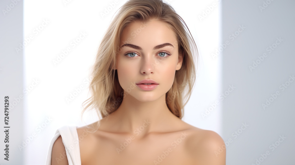 Lovely young lady isolated on a white background in a spa Lovely young lady isolated on a white background in a spa