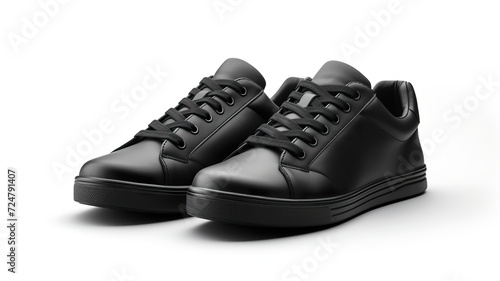 Isolated black sneaker shoe against a stark white background