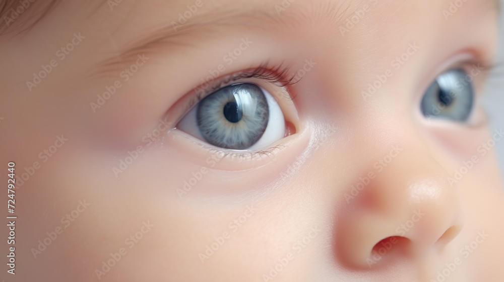 Naklejka premium Isolated newborn baby close-up on a stark white background
