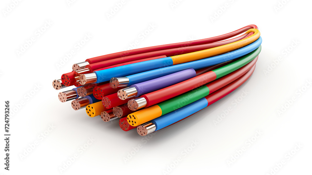 Isolated electrical cable wire against a blank white background Isolated electrical cable wire against a blank white background