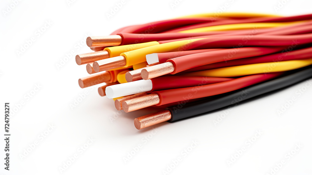 Isolated electrical cable wire against a blank white background Isolated electrical cable wire against a blank white background