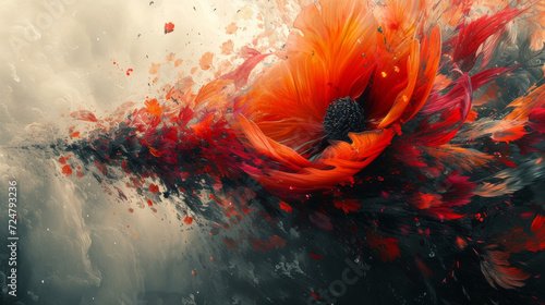 Abstract Fiery Explosion with Dynamic Swirls. Powerful abstract representation of a fiery explosion with swirling forms.