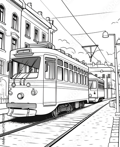 Tramway Coloring Page, Ai generative