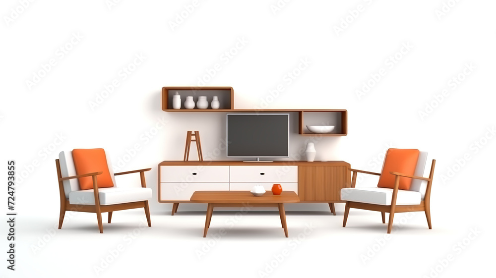 Modern furniture isolated against a blank white background Modern furniture isolated against a blank white background