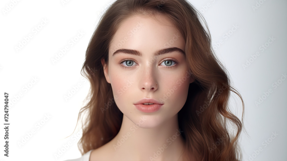 Beautifully made-up girl isolated on a white background Beautifully made-up girl isolated on a white background