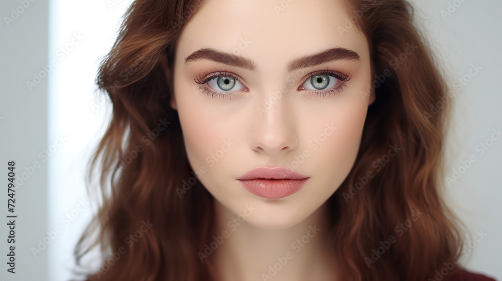 Beautifully made-up girl isolated on a white background Beautifully made-up girl isolated on a white background