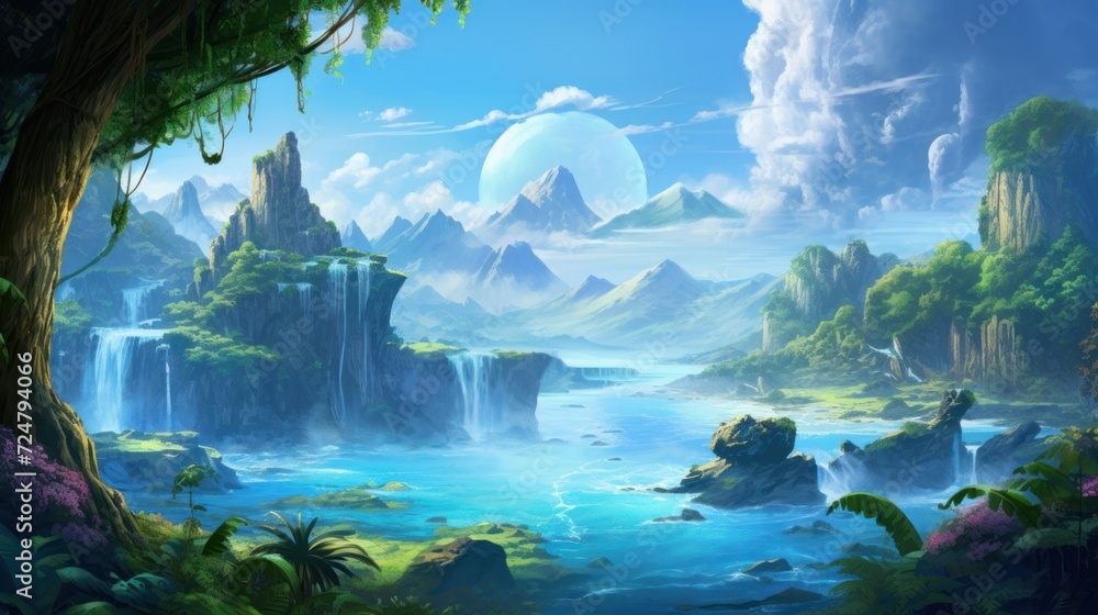 A beautiful RPG world to which you want to move and admire its beauty and breathtaking views game art A beautiful RPG world to which you want to move and admire its beauty and breathtaking views game art
