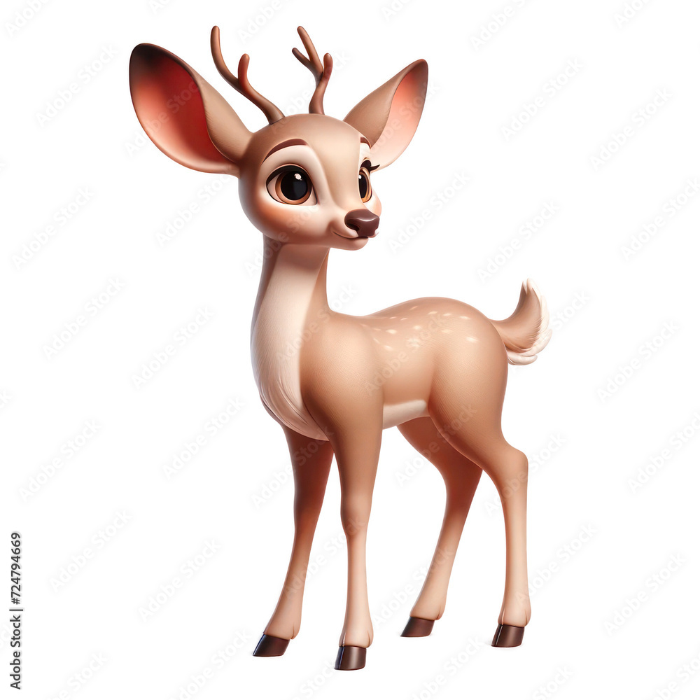 Deer Isolated on transparent background,3d cartoon style Deer Isolated on transparent background,3d cartoon style