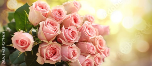 A bunch of pink roses is shown in the picture.